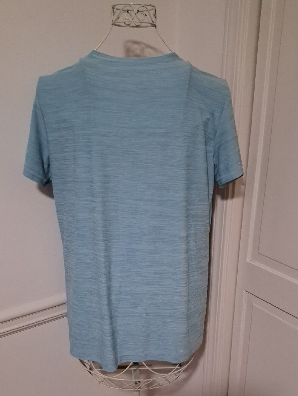 adidas Light Blue Men's V-Neck Performance Tee - Picture 3 of 5